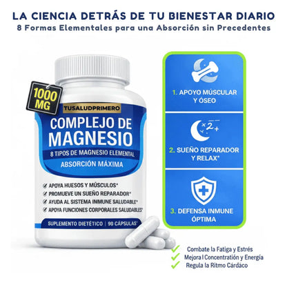 MAGNESIO COMPLEJO 8 BENEFICIOS VISIBLES 1000 MG TUSALUDPRIMERO