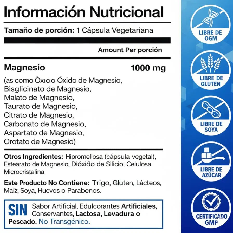 Magnesium Complex 1000 mg 🌙 Relajación Muscular y Sueño Reparador TUSALUDPRIMERO